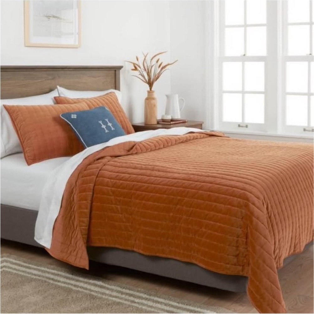 Threshold Channel Stitch Caramel Velvet Quilt